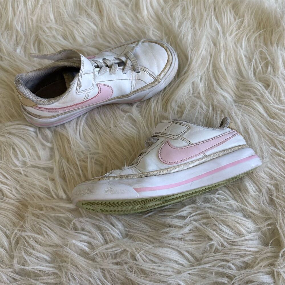 Nike Court Legacy Low‎ Kids White Pink Casual Sneakers 2Y